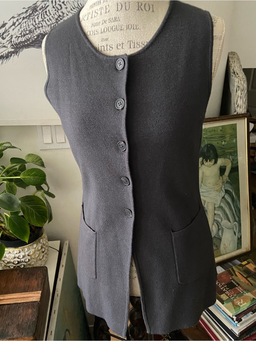Scotch and  Soda Classic Sleeveless Button-Front Vest - charcoal, medium